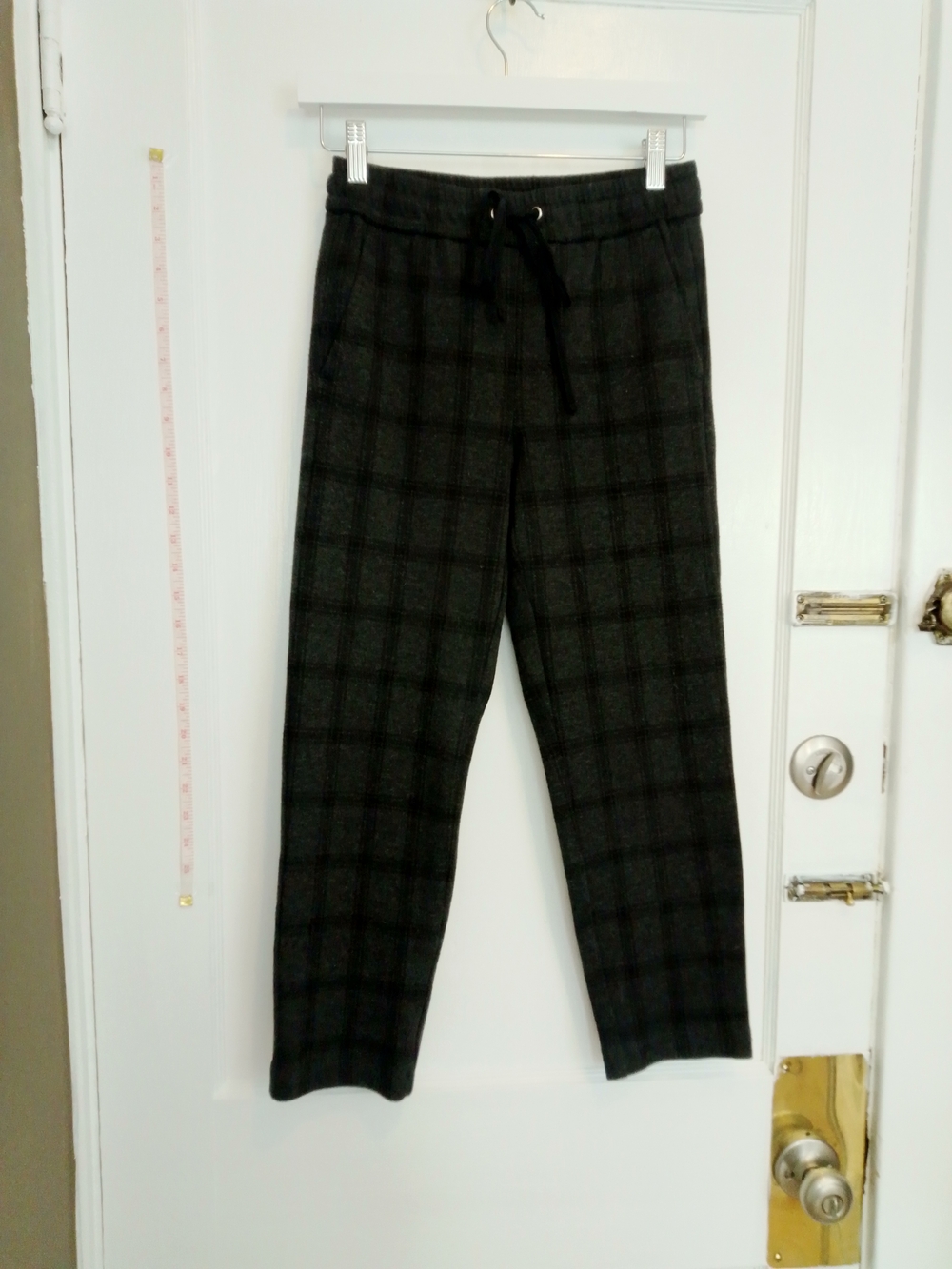 Ann Taylor Black & Gray Plaid Drawstring Pants XXS 00 Petite - Picture 3 of 11